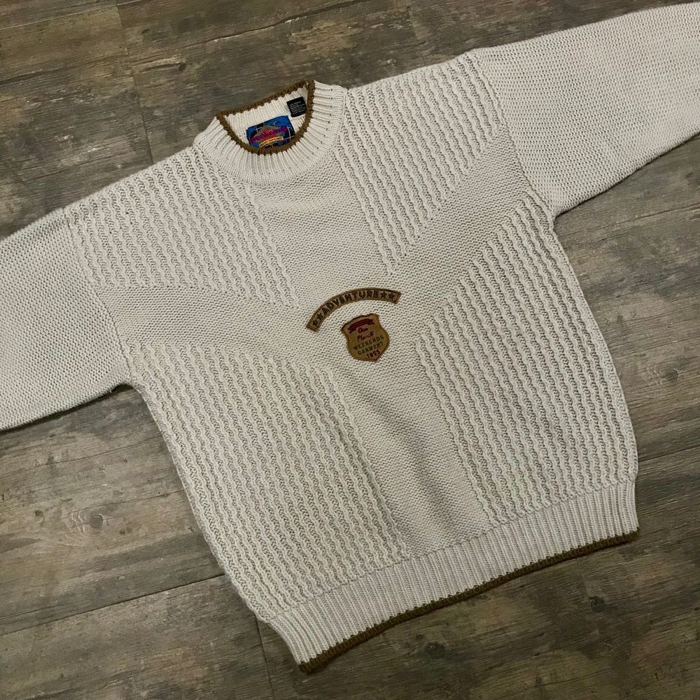 Vintage Weekends Sweater Adventure Men Large Tall‎ Beige Protect The Planet